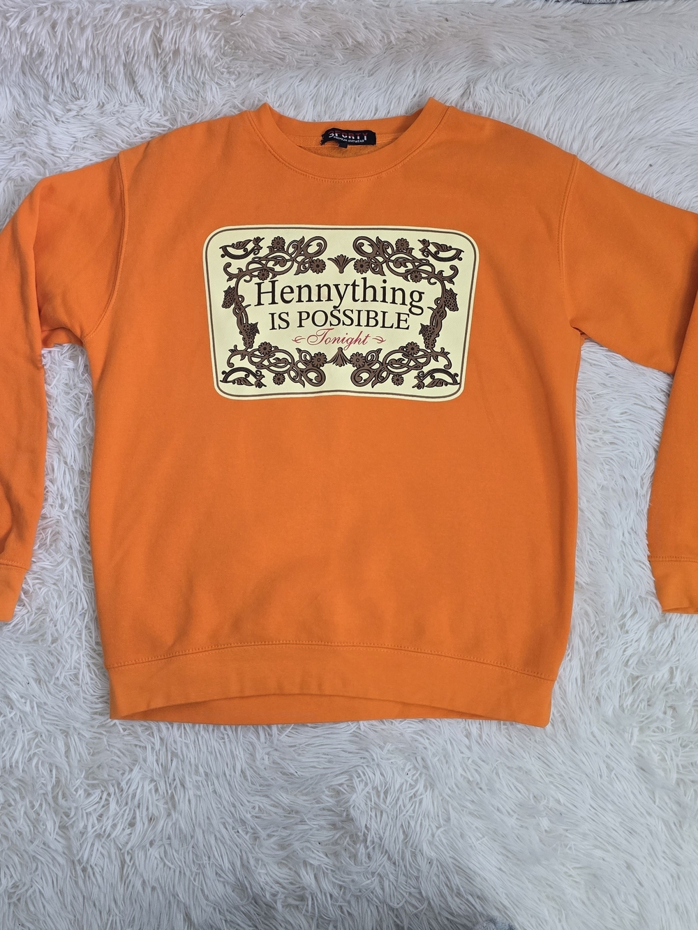 3Forty Hennything Is Possible Men's Bright Orange Graphic Sweatshirt - Picture 10 of 10